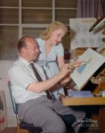 2011-femmes01-18.jpg (274 KB) Marc Davis and Mary Costa discuss his design of princess Aurora, c. 1958.