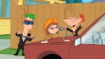 Gretchen washing a car with Phineas and Ferb