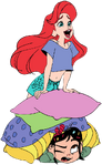 Ariel in her comfy clothes with Vanellope.