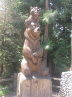 Kenai and Koda carving at the trail entrance