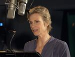 Jane Lynch behind the scenes of Wreck-It Ralph.
