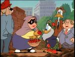 Ma Beagle with a rotten apple for Glomgold.