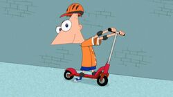 Phineas on a scooter.