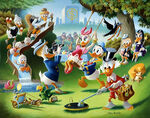 Holiday in Duckburg, an oil painting by Scrooge's creator Carl Barks