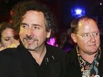 Tim Burton with John Lasseter during the premiere of The Nightmare Before Christmas re-release in 3D.