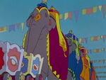 The elephants during the circus parade