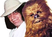 Peter Mayhew with his alter-ego Chewbacca.