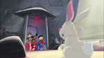 The heroes leave as Gantu-now-a-bunny protests