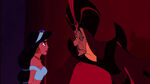 Jasmine confronts Jafar about letting the guards take Aladdin under his orders.