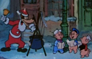 Los Tres Cerditos junto el Lobo Feroz en Mickey's Christmas Carol