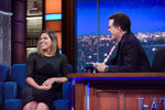 America Ferrera visiting The Late Show with Stephen Colbert in April 2017.