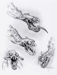 Concept sketch of the centipede-like Hydra's head by Thom Enriquez