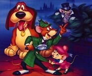 Artwork of Toby, Basil, Olivia, and Ratigan, used for the film's 1992 video release