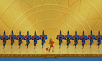 Kuzco dancing with his guards