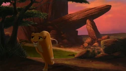 Kiara runs away from Pride Rock.