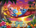 Stitch with Berry, Angel with Blue, and Scrump with Pie in the Disney UniBEARsity story OhanaBEARsity