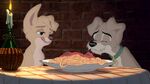 Scamp and Angel have dinner together