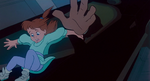 Sykes grabbing Jenny in order to pull her back in after getting trapped on his hood