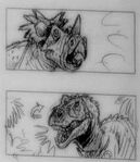 Early original storyboards for Dinosaur in 1991 by Pete Von Sholly