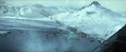 The battle on Starkiller Base in The Force Awakens