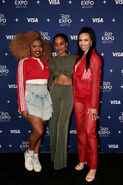 Dara Reneé attending the 2022 D23 Expo along with China Anne McClain and Kylie Cantrall.