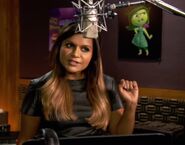 Mindy Kaling behind the scenes of Inside Out.