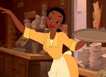 Tiana como camarera.