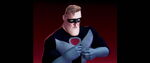 Mr. Incredible tries to put on a microphone