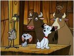 Lucky, Cadpig, Spot, Duchess, Princess and Sgt. Tibbs hear what Perdita claims on Lucky's "stories"