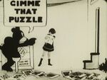 Pete threatening Alice to give him the crossword puzzle