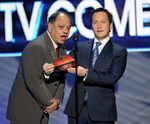 Rob Schneider and Cheech Marin speak onstage during the 2012 People's Choice Awards.