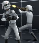 Imperial cadets using E-11 with the training blaster setting.