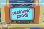 Pluto's version of the Darkwing Duck logo (titled Darkwing Dog) in Pluto's Magic Paws