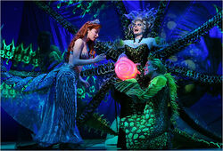 Ariel (Sierra Boggess) surrenders her voice to Ursula (Sherie Rene Scott).