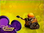 WALL-E with a basketball stuck to his head in a Disney Channel ID