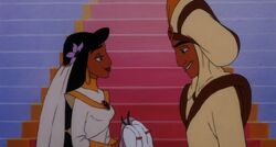 Aladdin and Jasmine at their wedding.