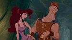 Hercules hit by Megara's hair in their first meeting