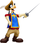 Goofy as a musketeer in Kingdom Hearts 3D: Dream Drop Distance