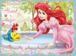 Ariel with Flounder and Sebastian in a pond