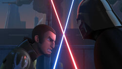 Kanan against Darth Vader.