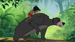 Mowgli scratching Baloo's shoulder, relieving him of the itch