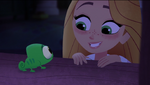 Young Rapunzel meets Pascal for the first time