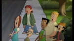 The gang notices the tractor beam starting to rise from the roof.