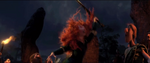 Merida reaching for a sword to defend her mother