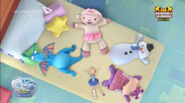 The toy gang pretending doing snow angels