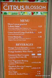 Citrus Blossom Menu 2021