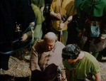 Robin Hood and everyone else bowing before King Richard