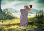 Rare production cel of Baloo and Mowgli.