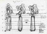 Model sheet of Megara with proportions.