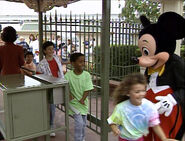 Mickey Mouse greeting the guests